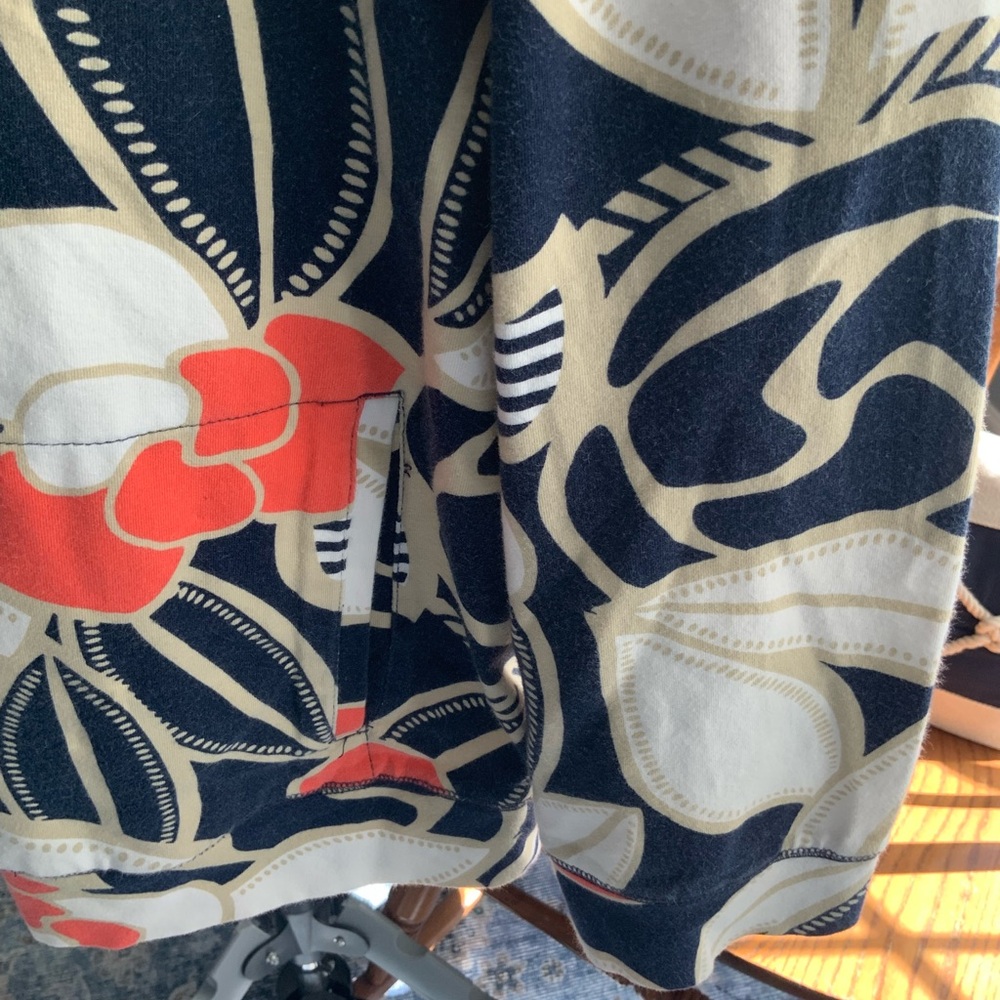 Chico’s Additions Floral Zip-Front Jacket - Navy, Orange & White - Picture 2 of 4